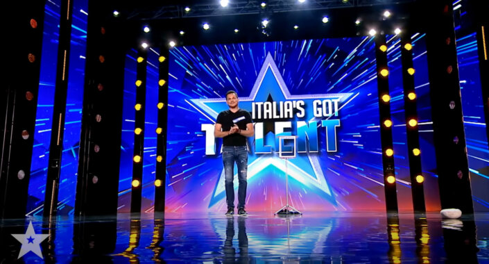 Magician Marco Miele on stage at Italia's Got Talent