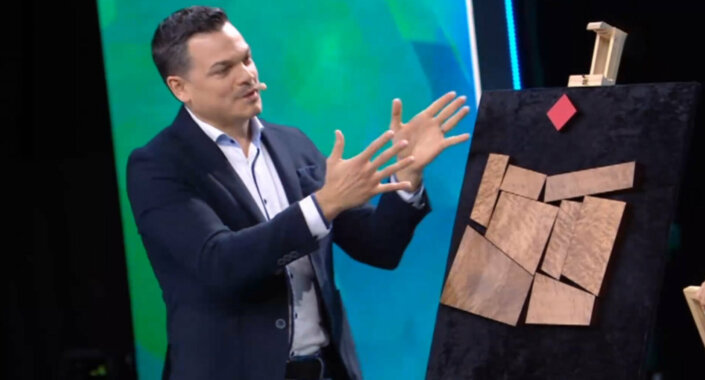 Magician Marco Miele presents his illusion in the final